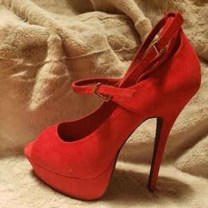 SEXY RED VELVET HEELS, 9